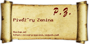 Piváry Zenina névjegykártya
